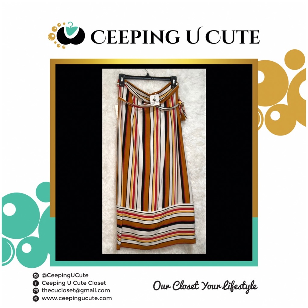 Gold & Red Stripe Skirt